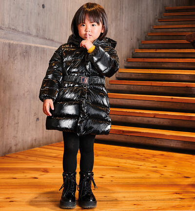 Long jacket for girls BLACK