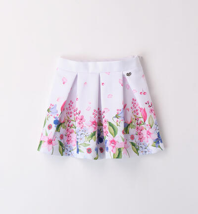 Girls' floral skirt WHITE