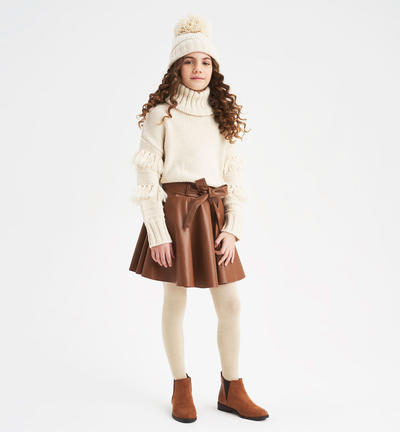 Gonna lucida ragazza BEIGE