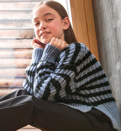 Striped sweater for girls BLUE