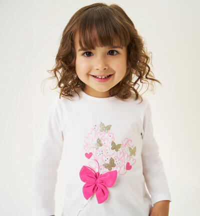 Maglia bambina con fiocco PANNA