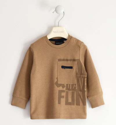Maglia bambino con zip MARRONE