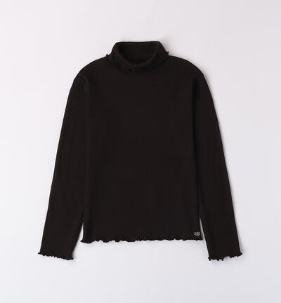 Maglia collo alto bambina NERO