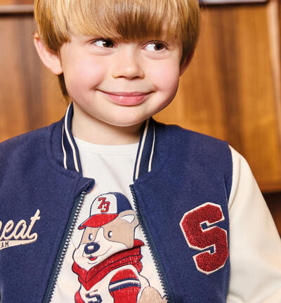 Crew neck shirt for boys CREAM