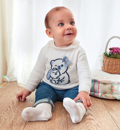 Maglia per bimba in tricot di cotone BIANCO