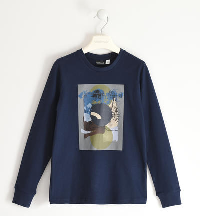 Maglietta 100% cotone con stampa per ragazzo BLU