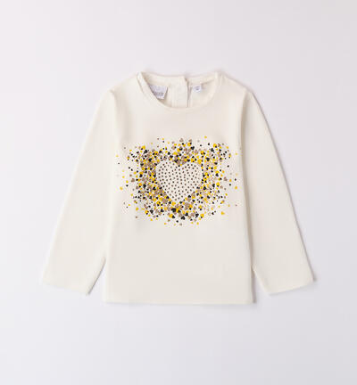 T-shirt with heart for girls CREAM