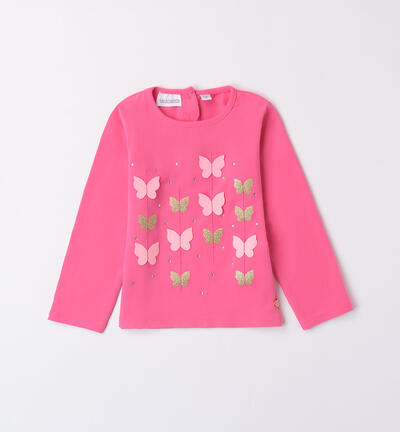 T-shirt with butterflies for girls FUCHSIA