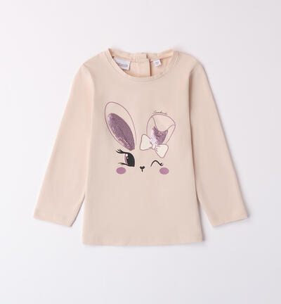 T-shirt with bunny for girls BEIGE