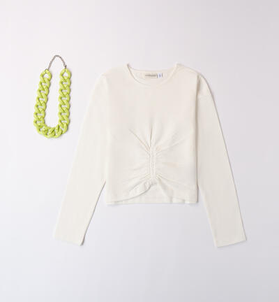 T-shirt with necklace for girls CREAM