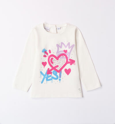 T-shirt with prints for girls CREAM