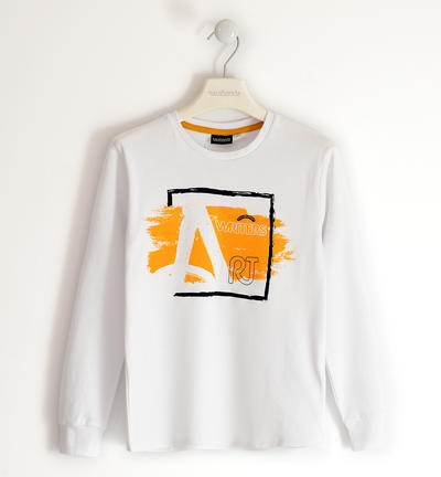 Maglietta girocollo 100% cotone ragazzo BIANCO