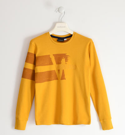 Maglietta girocollo 100% cotone ragazzo GIALLO
