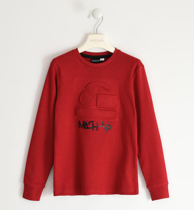 Maglietta ragazzo 100% cotone con stampa ROSSO