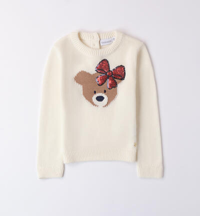 Sweater with bear for girls CREAM