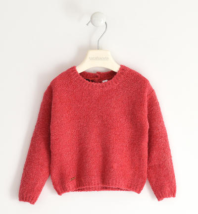 Maglioncino bambina tricot stretch bouclé ROSSO