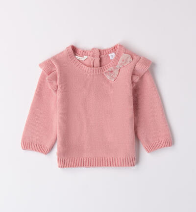 Sweater for baby girl with bow PINK