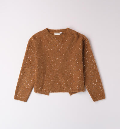 Sweater with sequins for girls BROWN