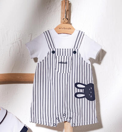 Mock dungaree-style romper for baby boys BLUE