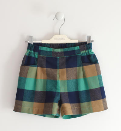 Pantaloncino check 100% cotone ragazza VERDE