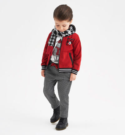 Pantalone bambino fantasia pied de poule GRIGIO