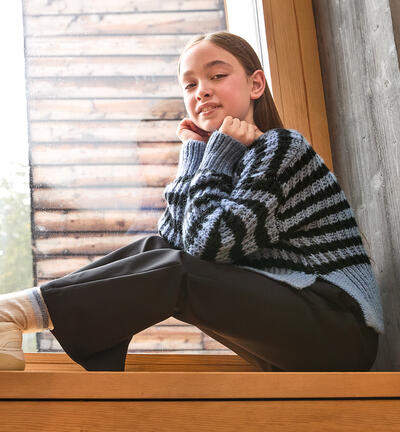 Pantaloni a zampa ragazza NERO