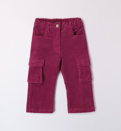 Pants with side pockets for girls PINK