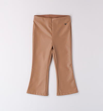 Shiny fabric pants for girls BROWN