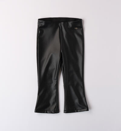 Shiny fabric pants for girls BLACK