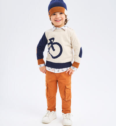 Pants with pockets for boys BROWN