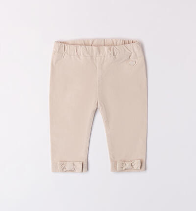 Pantaloni bimba con fiocchi PANNA