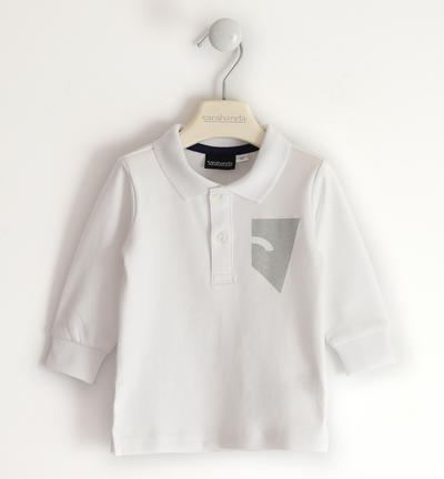 Polo bambino con manica lunga BIANCO