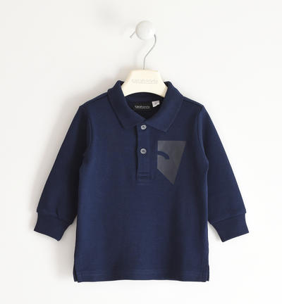 Polo bambino con manica lunga BLU
