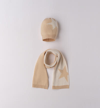 Sciarpa e cappello da bambina BEIGE
