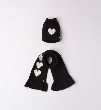 Scarf and hat for girls BLACK