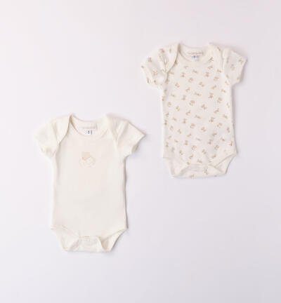 Set of baby boy bodysuits CREAM