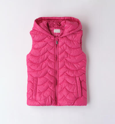 Girl's sleeveless coat FUCHSIA