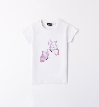 Girls' butterfly T-shirt WHITE