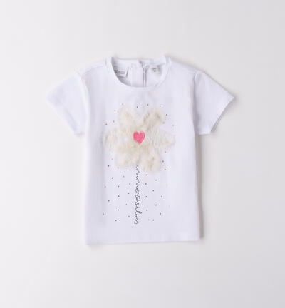 T-shirt bambina con tulle BIANCO