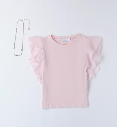 T-shirt con collana ROSA