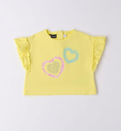 T-shirt con cuori per bambina GIALLO
