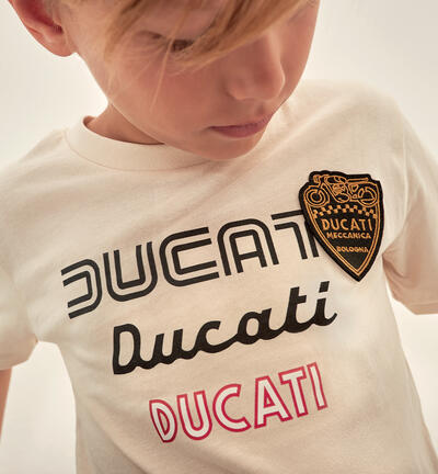T-shirt Ducati per ragazzo 100% cotone BEIGE