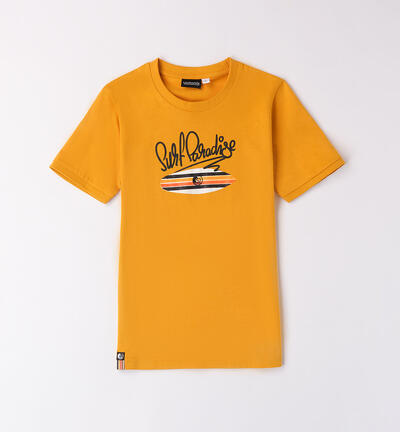 Boys' 100% yellow cotton T-shirt YELLOW