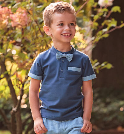 Boys' T-shirt with bow tie BLUE