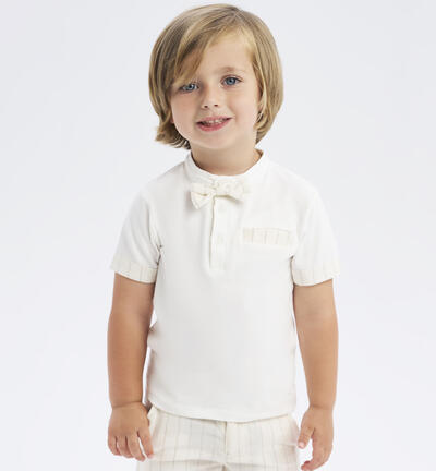 Boys' T-shirt with bow tie CREAM
