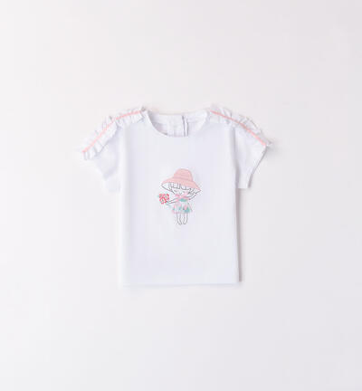 T-shirt per bimba con ruches BIANCO