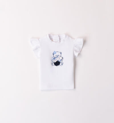 T-shirt per bimba con ruches BIANCO