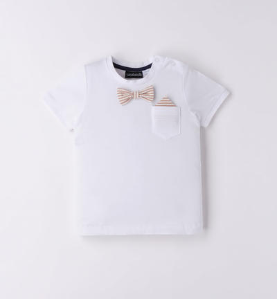 T-shirt bambino con papillon BIANCO