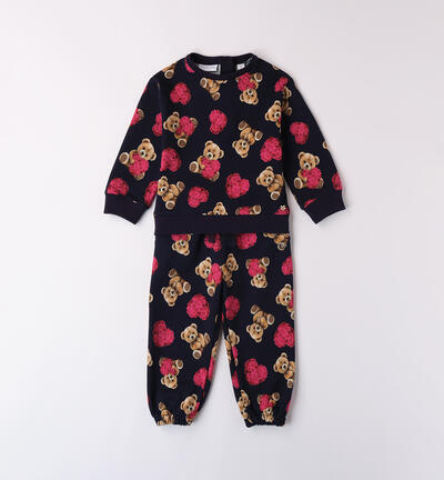 All-over bear tracksuit for girls BLUE