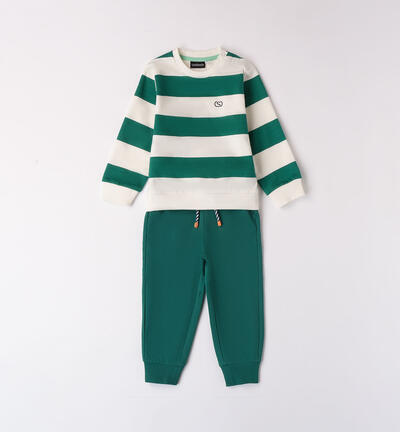Boys' striped tracksuit GREEN